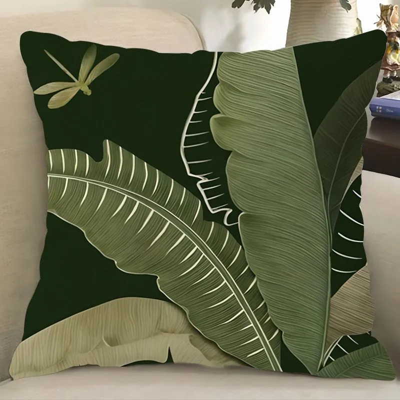 Vintage Green Botanic Animal Pillow Covers Pattern Cushion Cover Suitable for Sofa Bedroom Car Pillow Cover