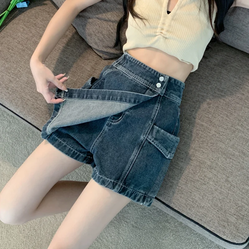 

Широкие джинсы с высокой талией, юбка трапециевидной формы, утягивающие летние джинсы прямого кроя, юбка с высокой талией, против морщин