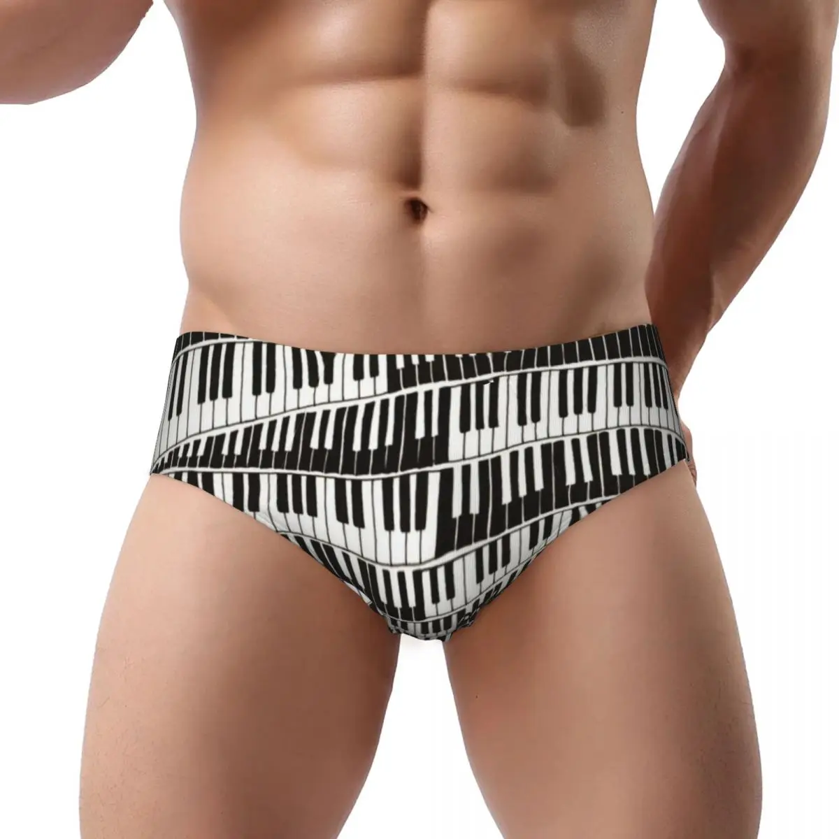 

Abstract Piano Keys With Musical Notes Men Triangle Panties Soft Boxer Underpants Short Underwear for Homme Man Boyfriend Gifts