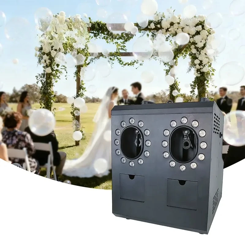 Professional 2 Holes 4-in-1 RGBW LED Smoke Bubble Machine DMX512 Remote 1500W for Stage Shows Parties Weddings Christmas