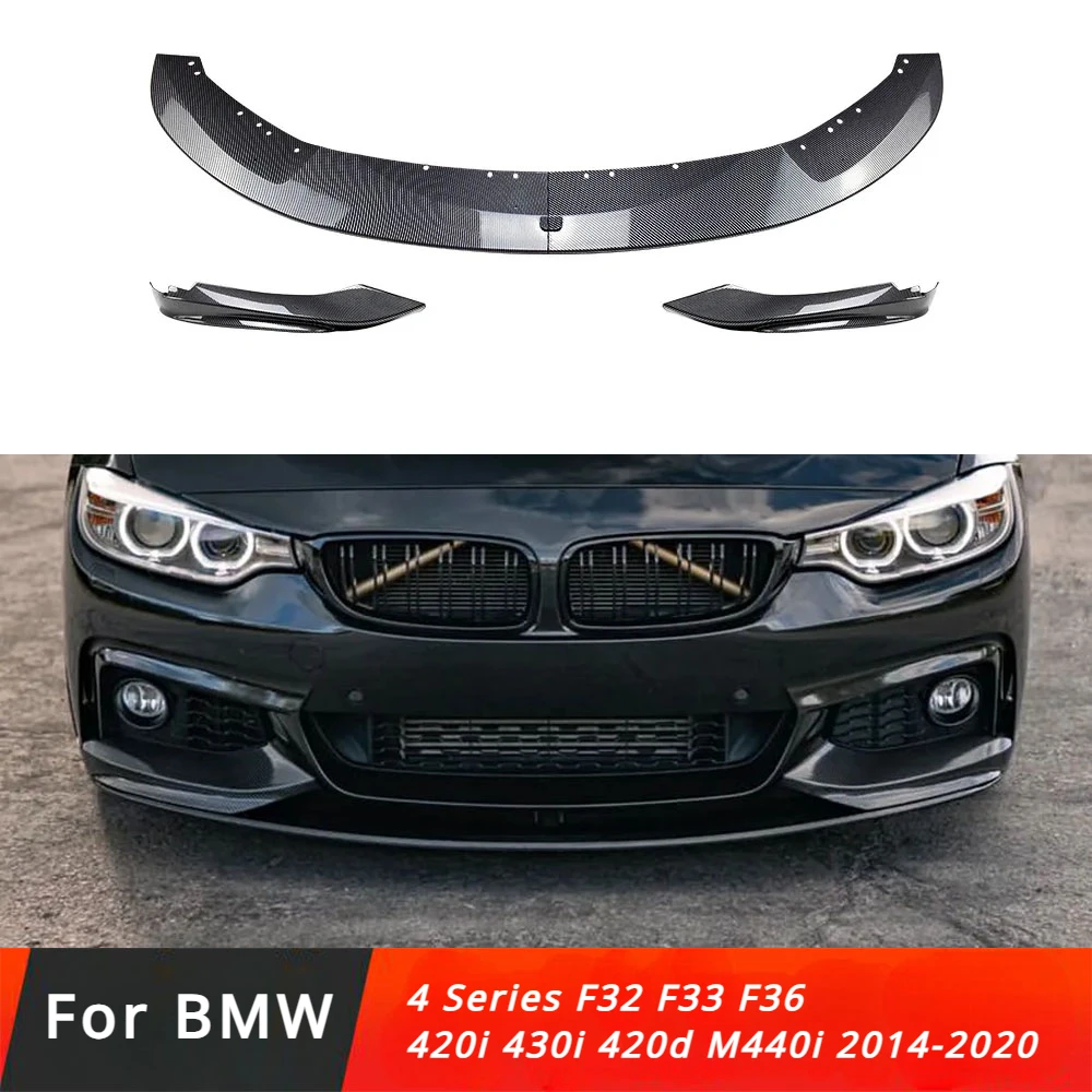 

Front Bumper Lip ABS Glossy Black Or Carbon Fiber Look Spoiler For BMW 4 Series F32 F33 F36 420i 430i 420d M440i 2014-2020