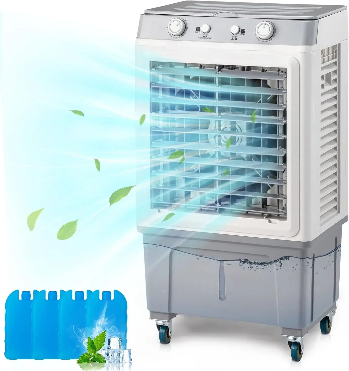 3 in 1 Portable Evaporative Cooler,Indoor,Outdoor,2353CFM Personal Air Cooler,7.9 Gal Large Water Tank & Scroll Casters