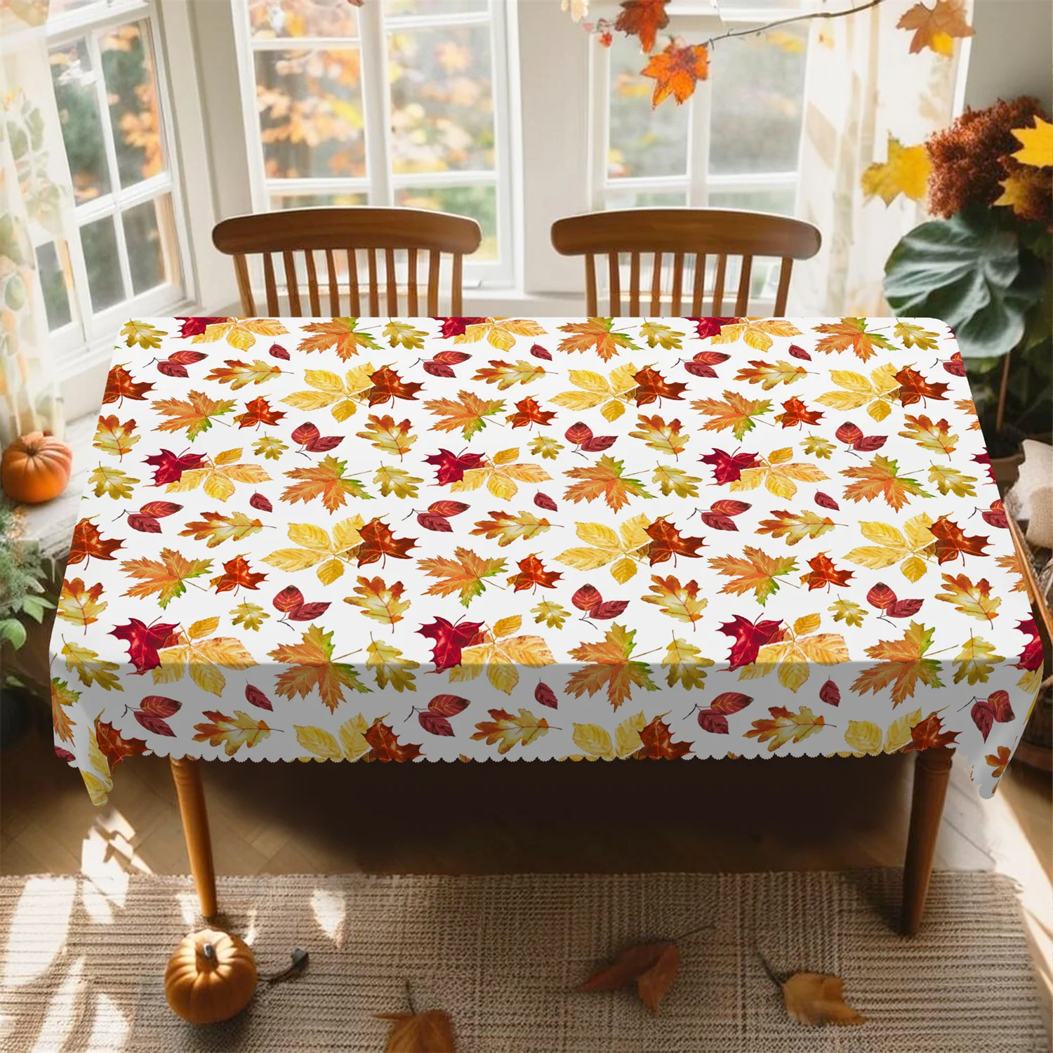 Autumn Maple Leaves Rectangle Tablecloth for Table Decor Reusable Fall Harvest Kitchen Dining Table Cloth Thanksgiving Decor