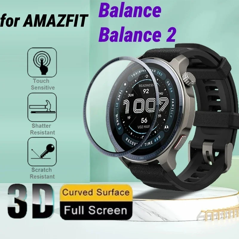 3PCS 3D Curved Edge Screen Protector for Amazfit Balance 2 Smartwatch Full Coverage Soft Protective Film