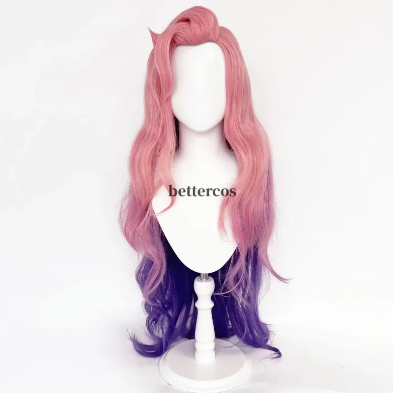 Seraphine cosplay wig lol da cosplays curly pink purple wigs heat resistant synthetic hair