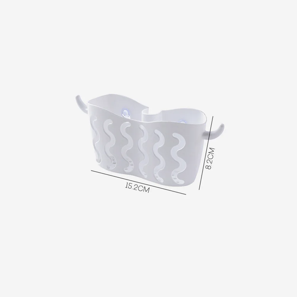 

Suction Cup Hanging Kitchen Basket White Plastic Drain Rack Wall Organizer Storage for Sponge Gadget Fruit Storage Basket