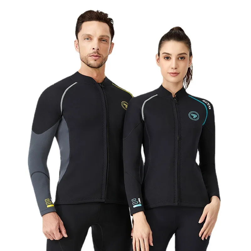 1.5 MM Neopren Wetsuit Erkekler dalış ceketi Uzun Kollu Şnorkel Ceket Erkek Sörf Kış Ceket Balıkçılık Termal Mayo