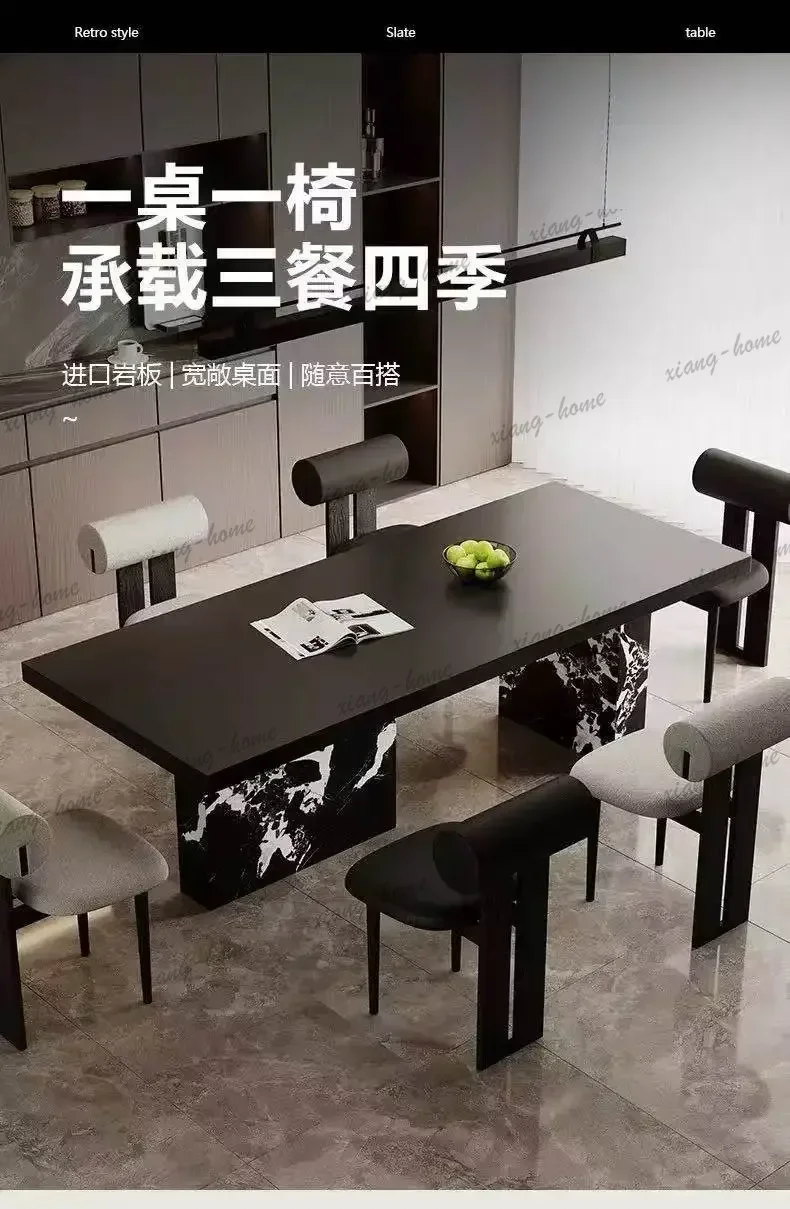 YJ Black Sleek Spacious Elegant Dining Table Contemporary Classic Wooden Rustic Stable Dining Table Table Salle A Manger Furnitu