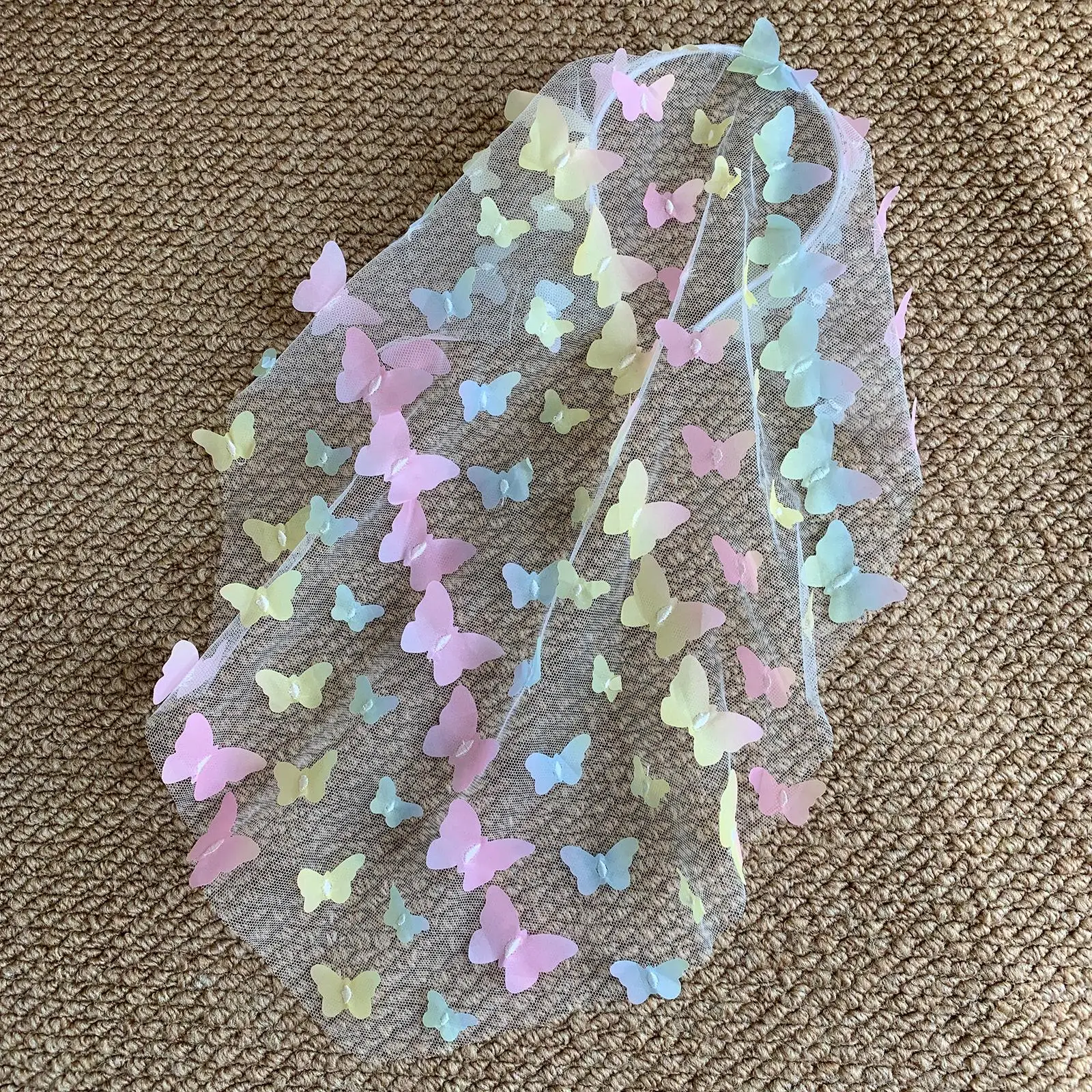 New French-Style Headband, Colorful 3D Butterfly Mesh Headscarf, Princess Veil Headdress, Beach Photo Hair Accessory SA229