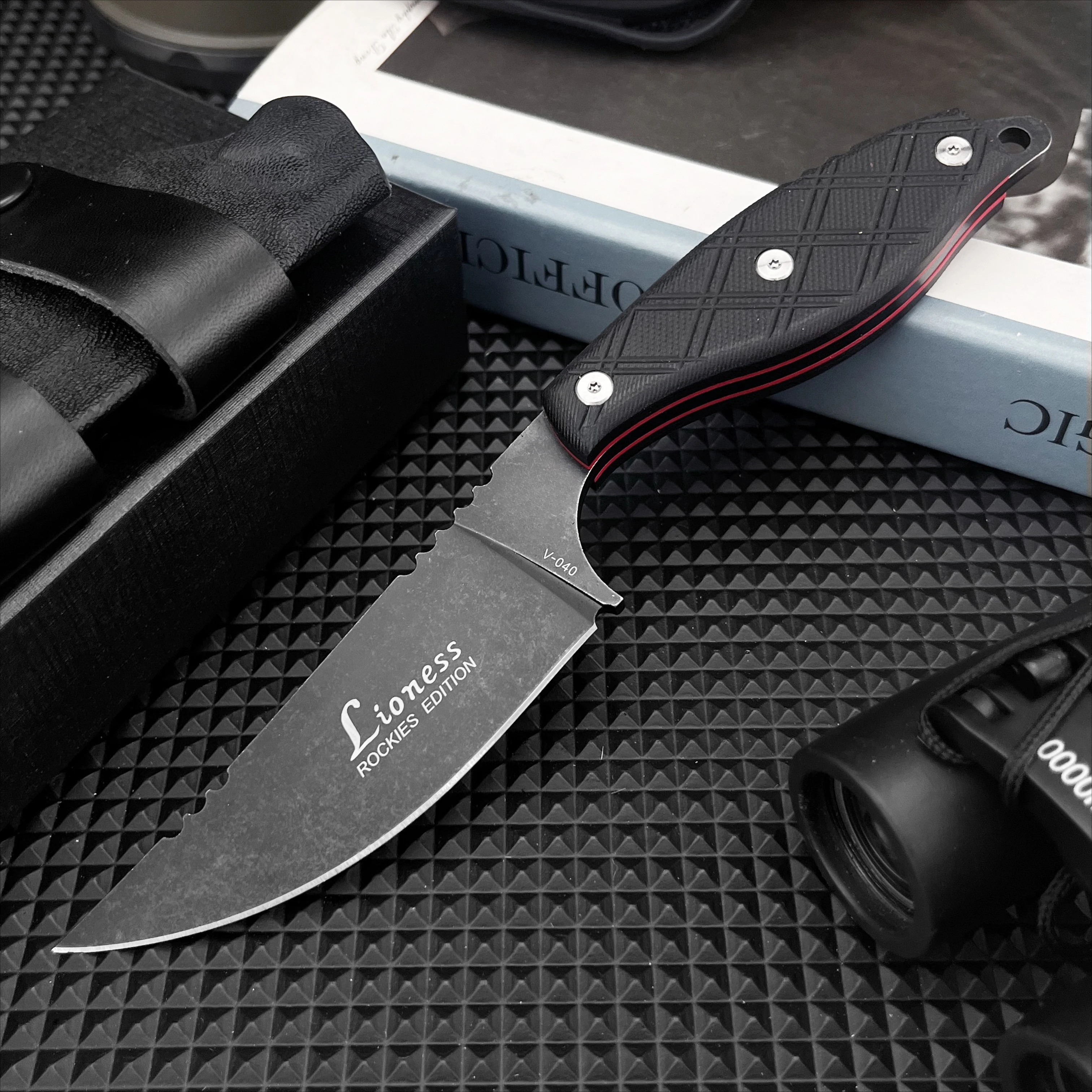 V040 الأسود سكينة تكتيكية 8Cr13Mov بليد G10 مقبض التكتيكية الدفاع جيب EDC سكين تخييم صغير أداة المجال سكينة سرفايفل #1