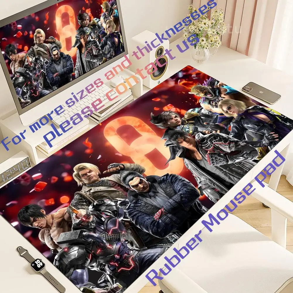 XXL 900x400mm Mouse Anime figures Pad Desktop Setup Popular PC gamers Cute Stuff Non-Slip Rubber Edge locking mouse Tekken 8 mat