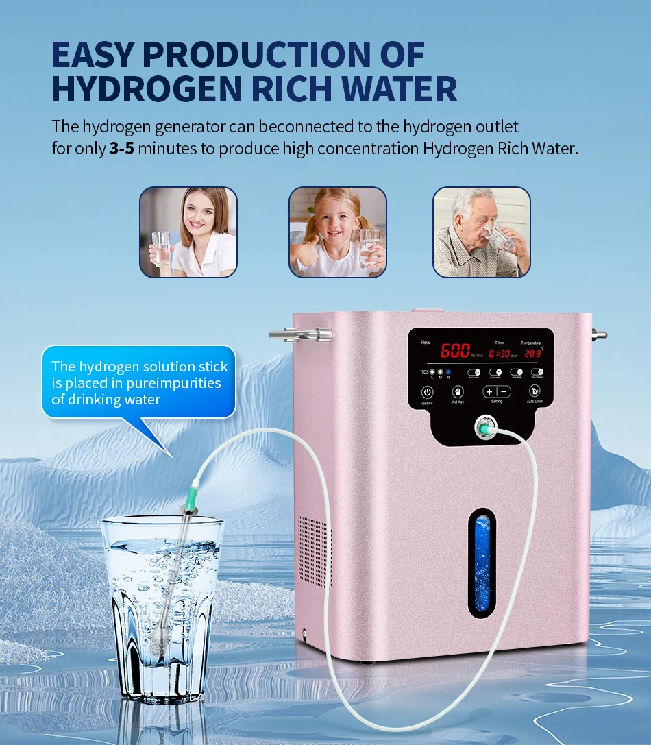 

SUYZEKO 600ml Hydrogen Water Generator Portable Hydrogen Inhalation Machine for Wellness 99.99% Purity Low Noise SPE/PEM