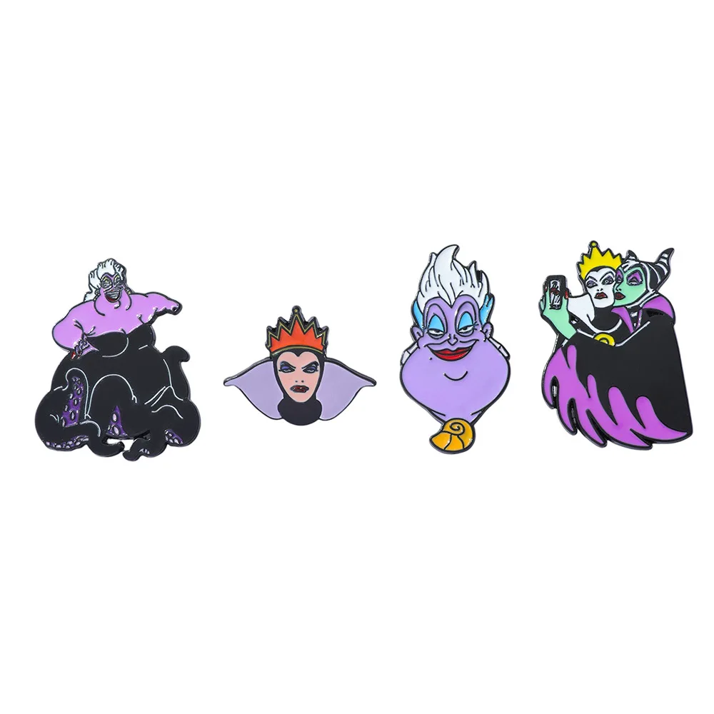 

1 Set Disney Maleficent Evil Queen Ursula Enamel Pins Funny Cartoon Bag Brooch Cute Villain Badges Lapel Pin Jewelry for Friends