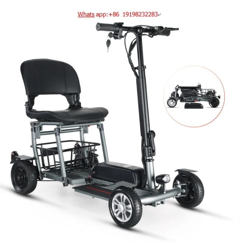 

Электромобиль с электроприводом для пожилых людей, сверхлегкий портативный четырехколесный складной литиевый аккумулятор из алюминиевого сплава