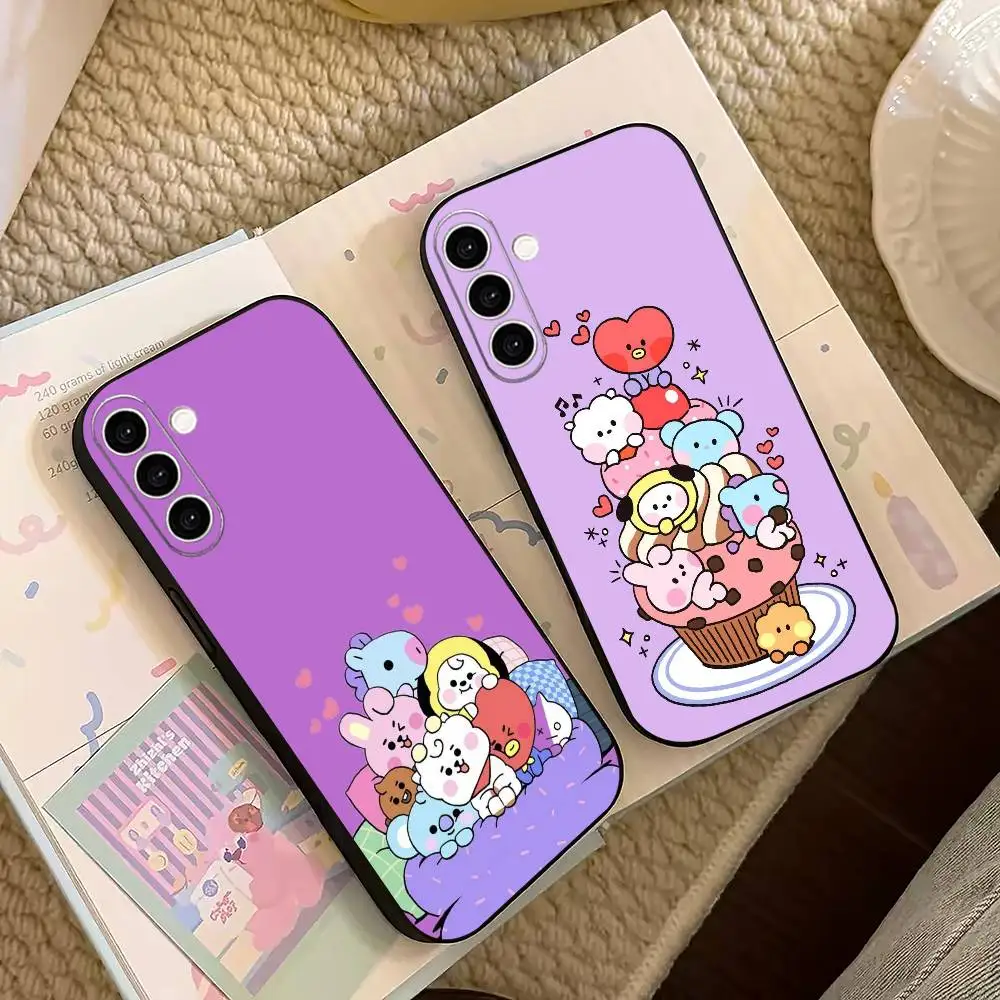 character lovely B-BT21  Phone Case For Samsung Galaxy A73,A72,A71,A70,A53,A52,A51,Others Soft Black Cover