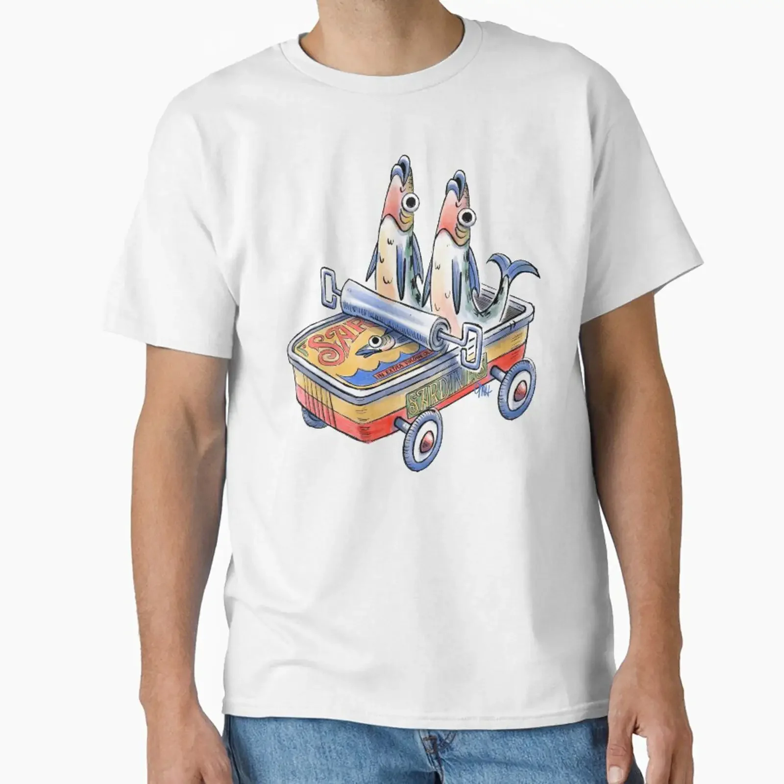 'Cardines' Sardine Car designed and sold by Michelle Hung vintage Washed Stylish Breathable Unisex graphic Versatile Casual
