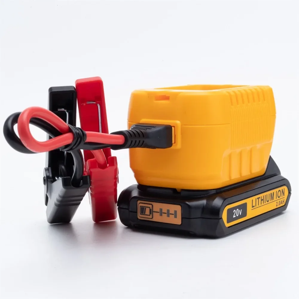 

Portable Jump Starter Cables Adapter for DeWalt 18V/20V Li-ion Battery with Jumper Clips for Car Jump Starting（No Battery）