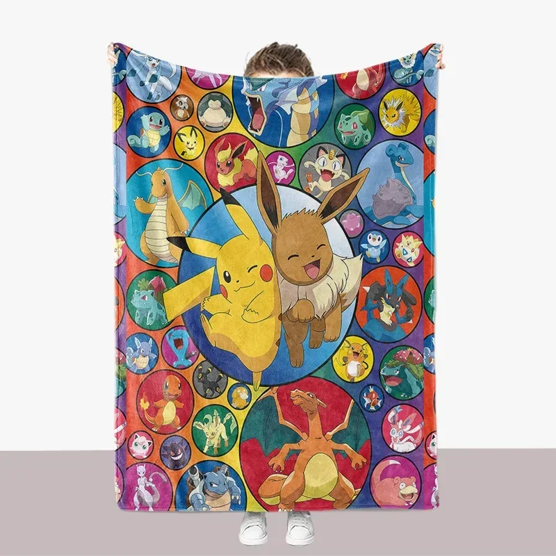 Pokemon Pikachu Cartoon Flannel Blanket Anime-Inspired Cozy Warmth For Home And Sofa Ideal For Children Students Pop Culture