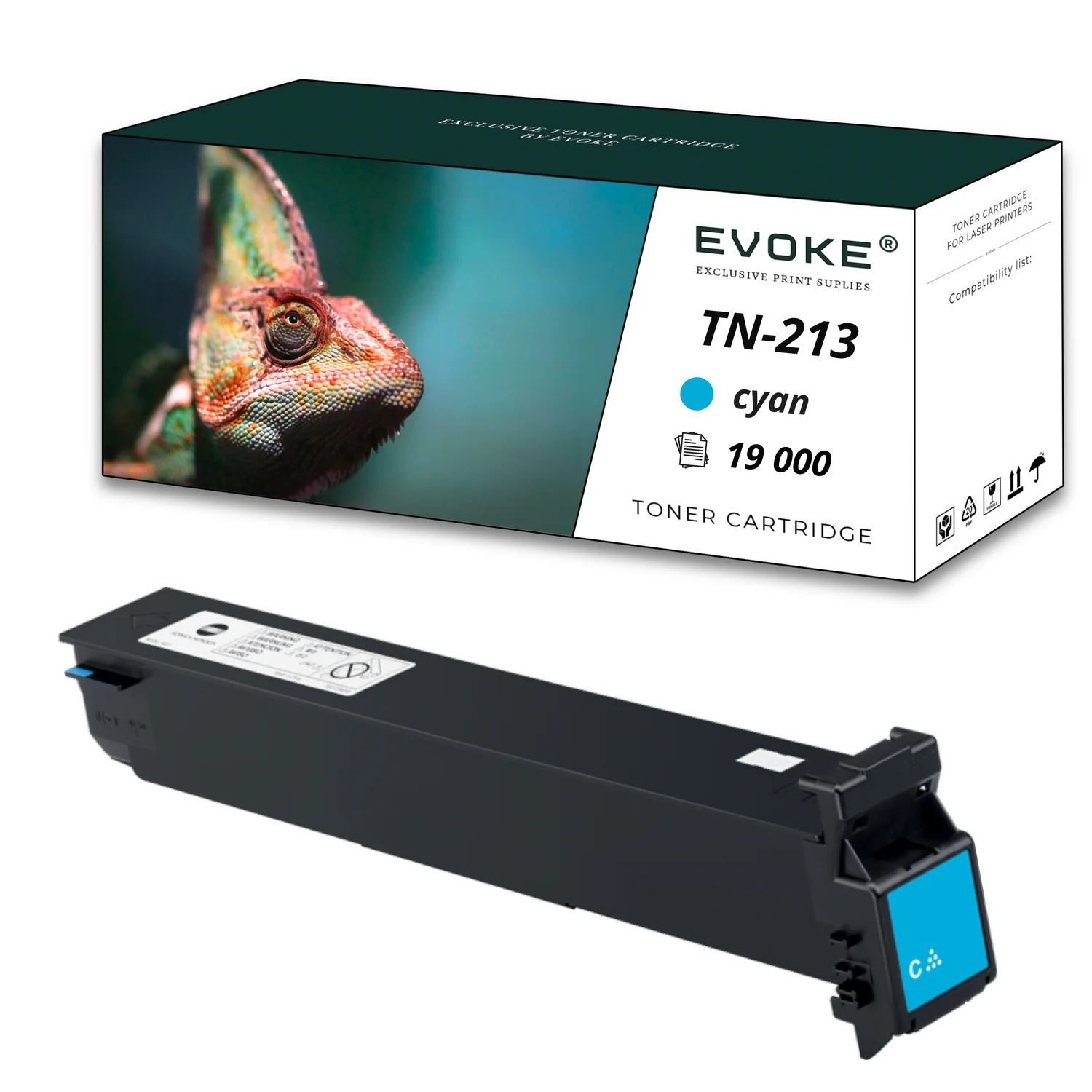 Evoke Compatibele Toner voor Konica Minolta Tn-213C Tn213C Tn-213 Tn213 A0D7452 Cyaan 19000 Pagina's Minolta Bizhub C203 C253 C353