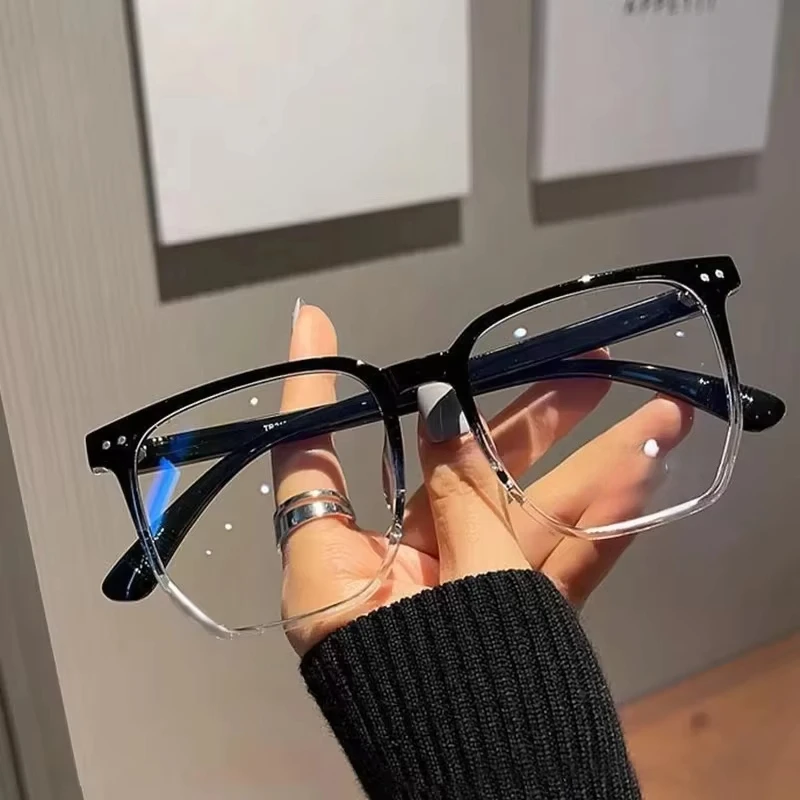 3 pairs of universal fashion glasses, square-framed glasses, fashionable campus style, clear black frame, back to school