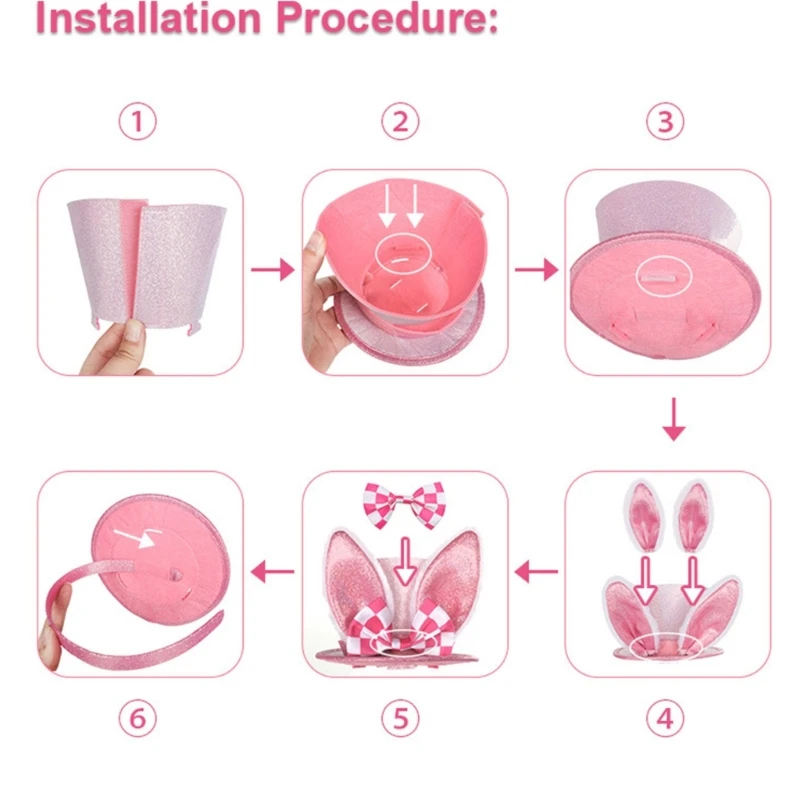 Y1UB عيد الفصح الأرنب عقال لتقوم بها بنفسك قبعة عيد الفصح طفل أرنب عقال لتقوم بها بنفسك عصابات عيد الفصح