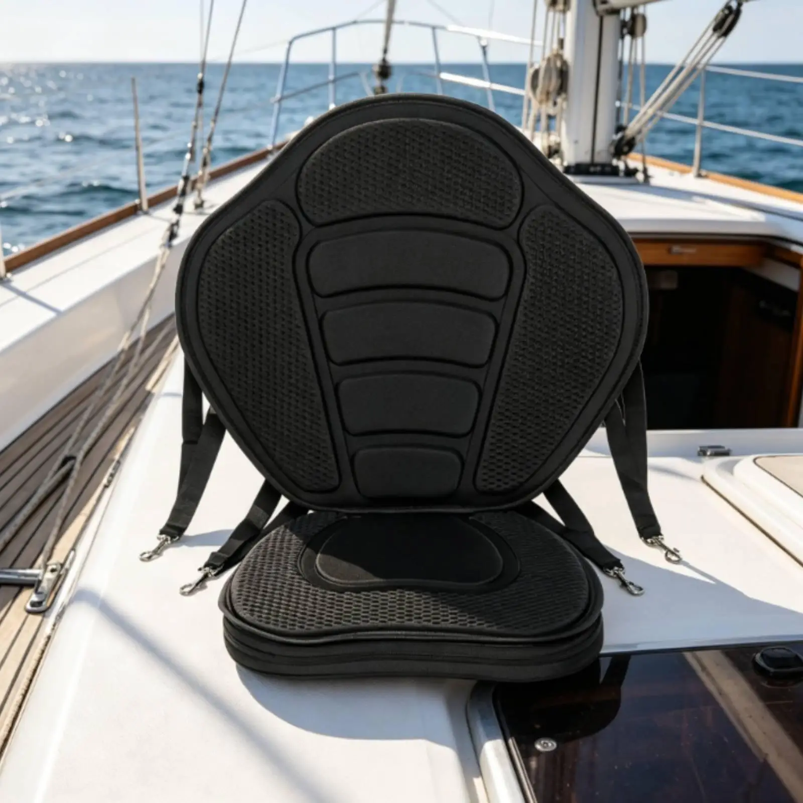 Padded Kayak Seat Cushion Metal Hooks High Back Kayak Seat Textured for Outdoor