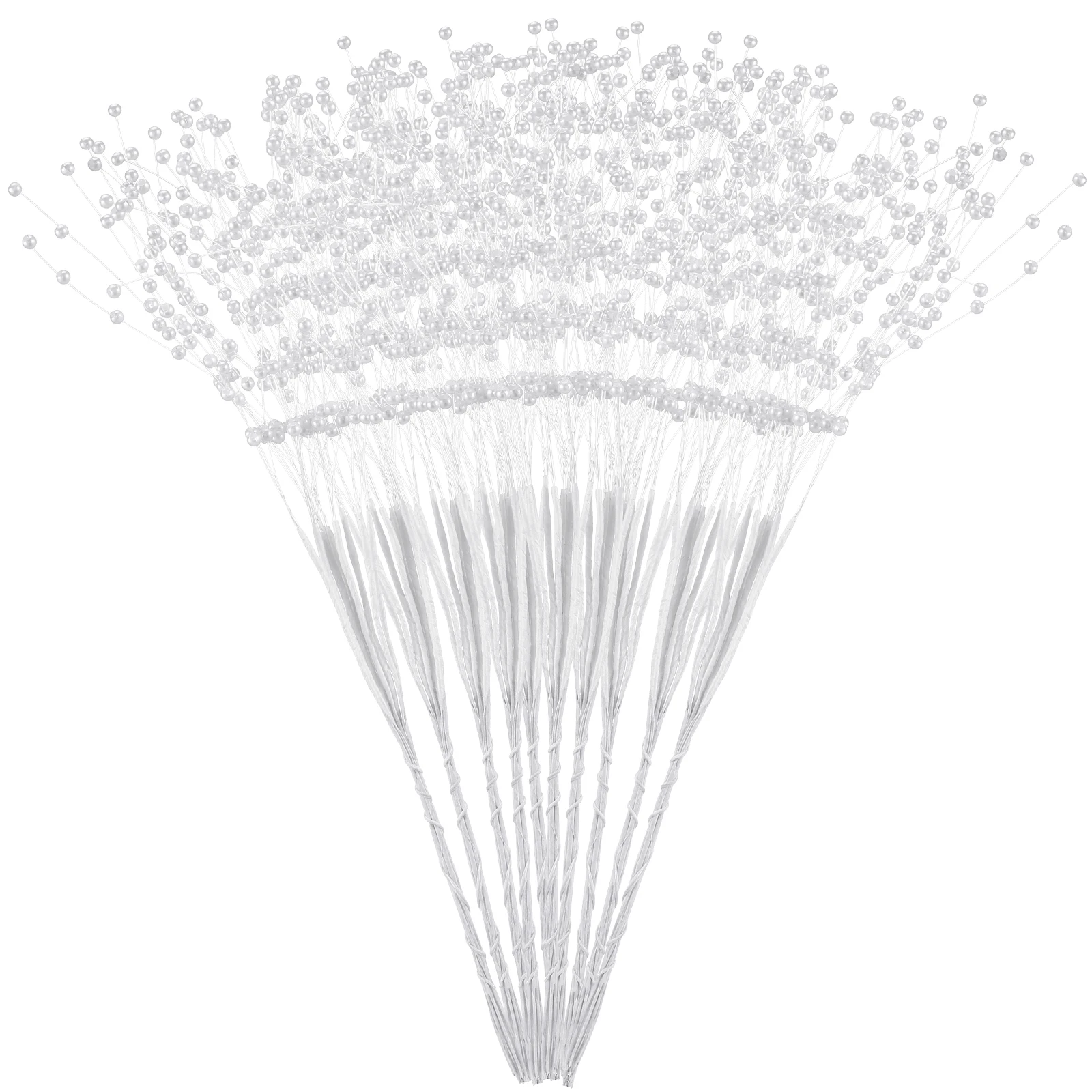 

100pcs Pearl Sticks Bead Accessories 4mm Pearl 22cm Elegant Wedding Bouquet Floral Arrangement Decor Supplies ABS Plastic