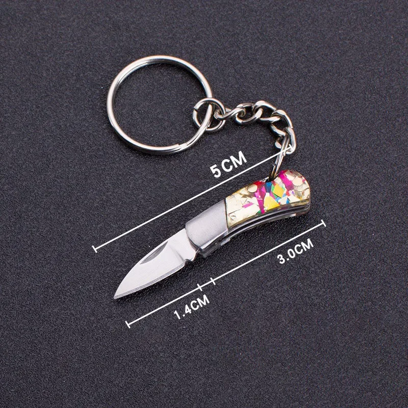 Outdoor Camping Mini Folding Pocket Knife Portable Acrylic Handle Stainless Steel Sharp Blade Keychain Knife EDC Tools With Case