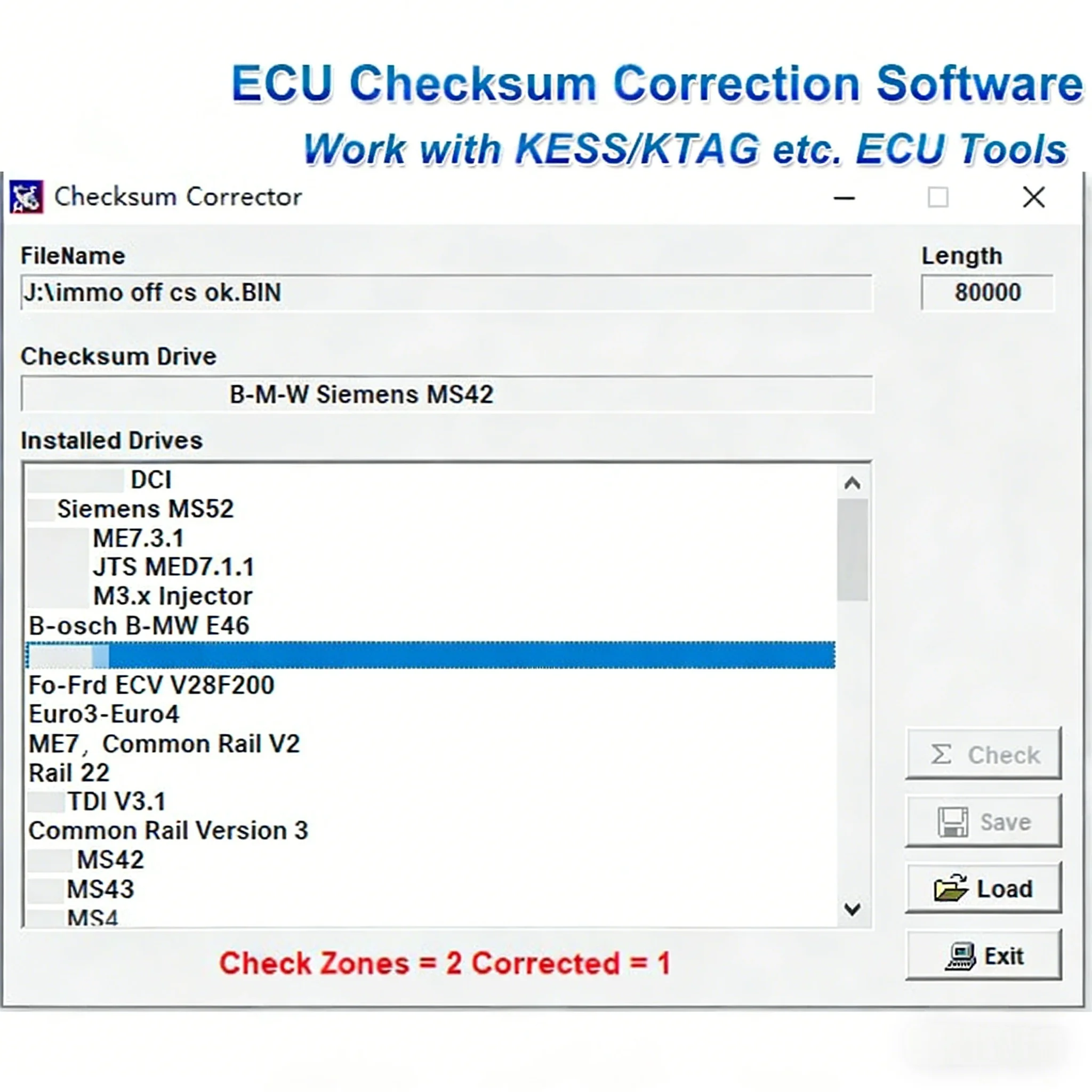ECU Checksum Correction Software for ECU Bin. File Checksum Corrector Work with KESS KTAG MPPS More Tool for Volvo for BMW