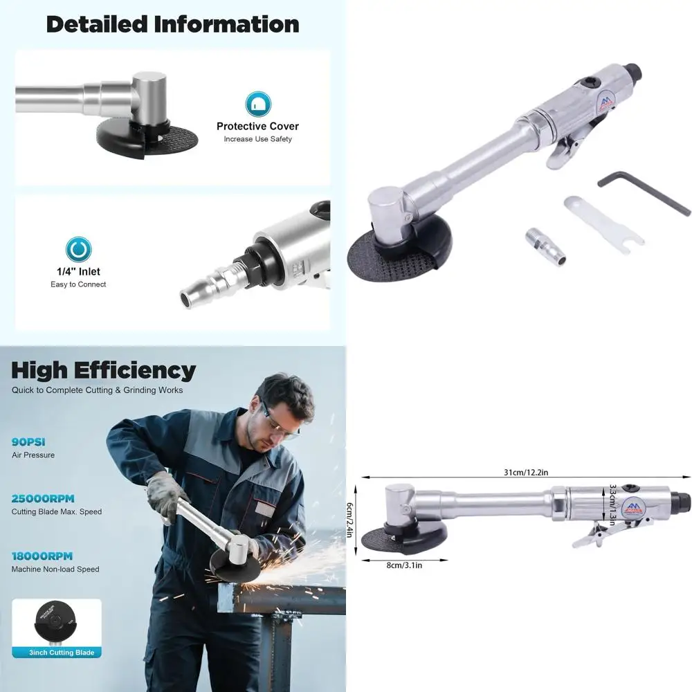 

High-Speed Pneumatic Angle Grinder with 3 Cutting Wheel for Automotive and Industrial Applications