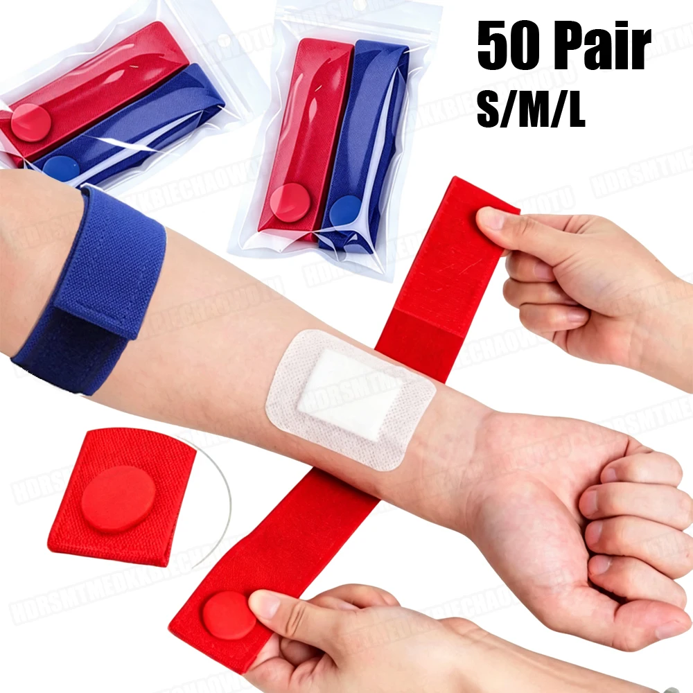50Pair Outdoor Elastic Flexible Venous Hemostatic Buckle Strap Hemodialysis Tourniquet Nursing-specific Dialysis Plus Bandage