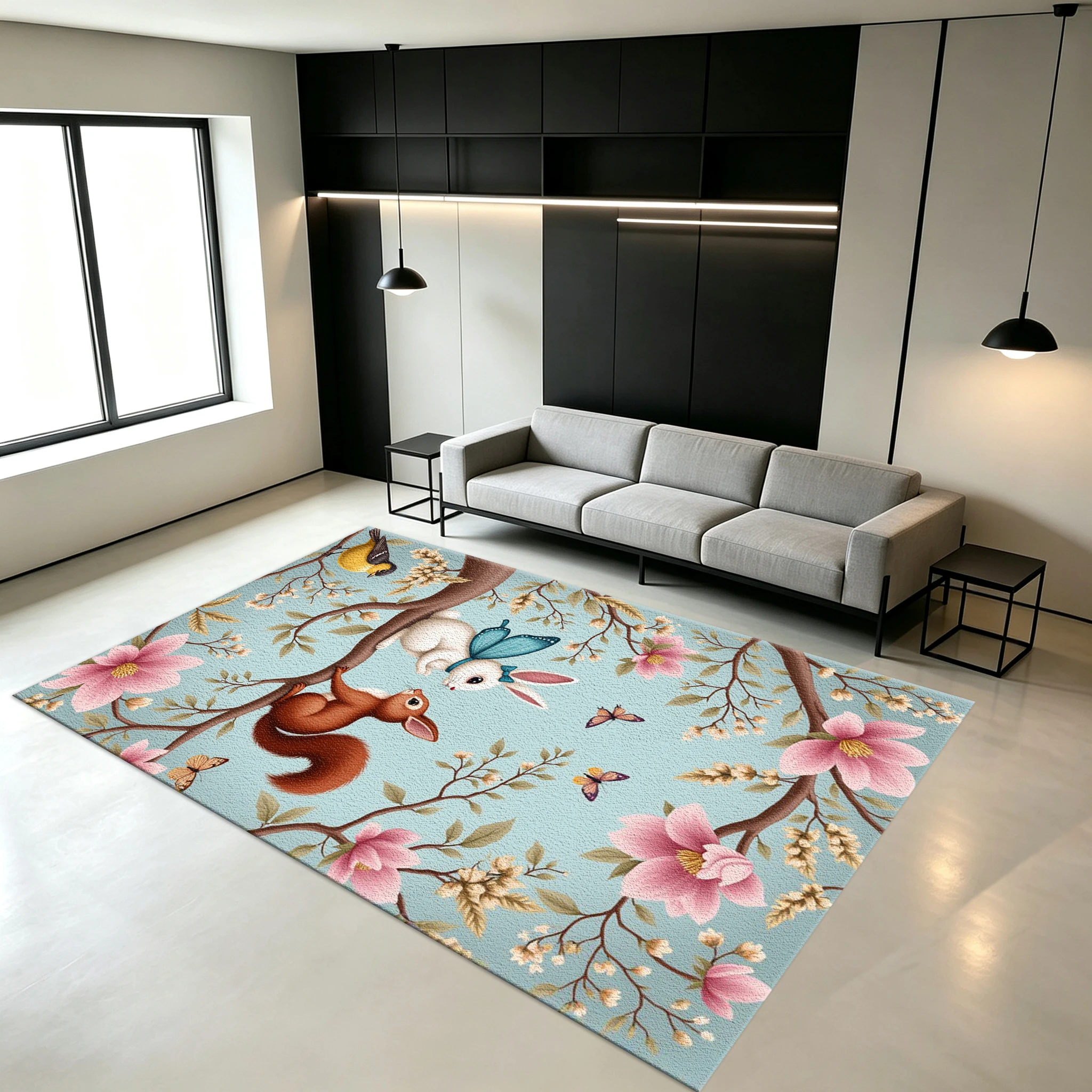 Vintage Floral Animal Pattern Carpet Floor Decorations Home Decor Living Room Bedroom Floor Carpet