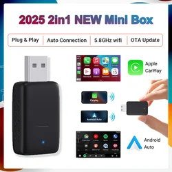 2in1 Mini New Adapter CarPlay Box Wired To Wireless CarPlay&Android Auto Smart box Bluetooth WiFi Connect Plug&Play Fit 99% Cars