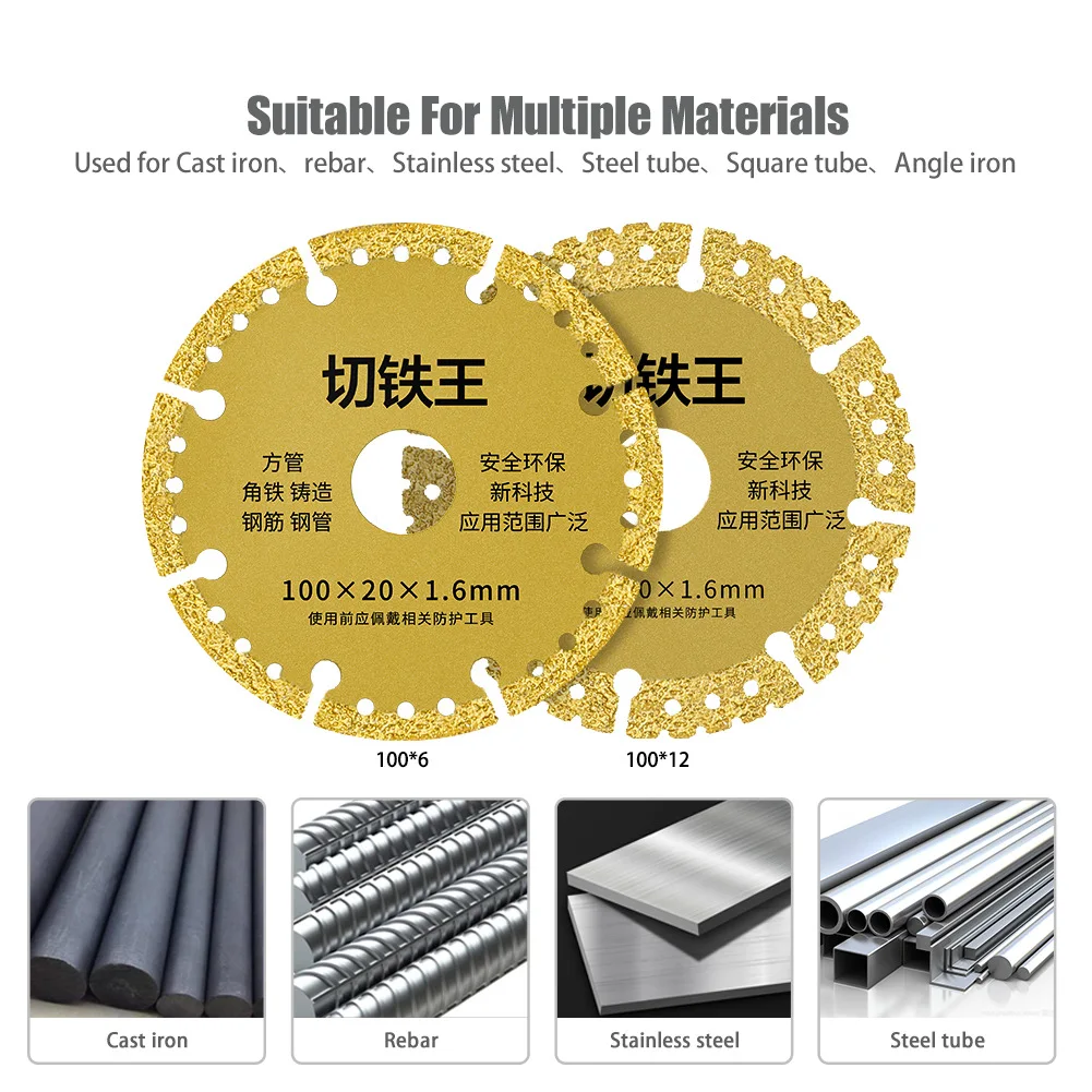 Diamond Metal Cutting Saw Blade 100x20mm Abrasive Disc For Angle Grinder Stainless Steel Iron Bar Steel Pipe Cutting Work
