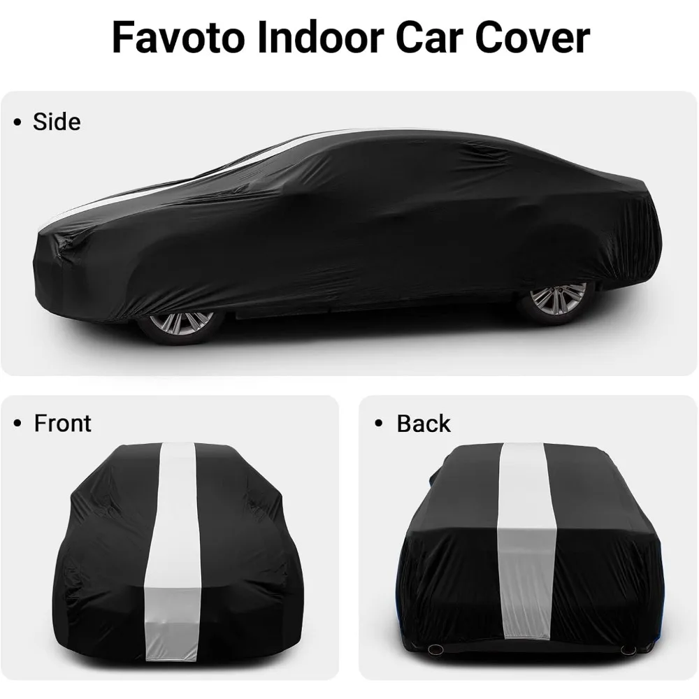 Universelle staubdichte Limousinen-Autoabdeckung, dehnbarer Innenschutz für Autos, 177–193 Zoll, mit Stauraum und vollständiger Abdeckung
