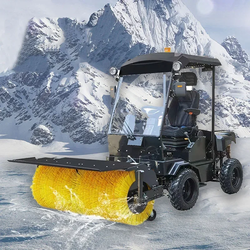 Snow Plow Machine Rider On Sweeper Shove Snow Ride Spin Scrubber Container Garbage Snow Cleaner Machine