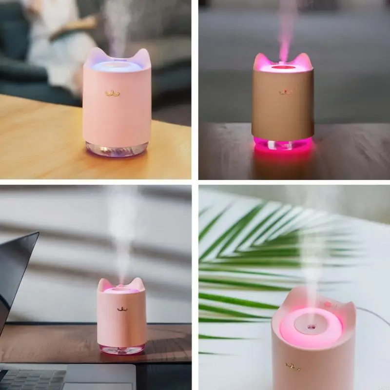 L8RE – humidificateur à brume fraîche, chat mignon, USB, personnel bureau, avec LED, lumière d diffuseur d'huiles