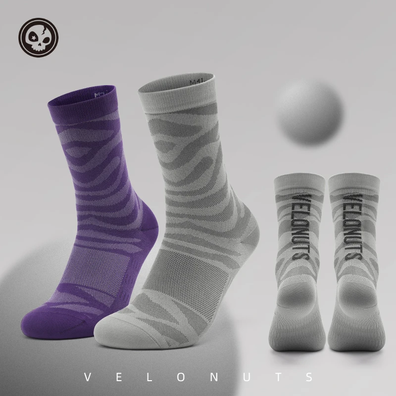VELONUTS جوارب ركوب الدراجات التنفس المضاد للبكتيريا مرنة المرونة في الركبة عالية السميكة الرجال الوحيدة النساء اللياقة البدنية الجوارب الرياضية في الهواء الطلق