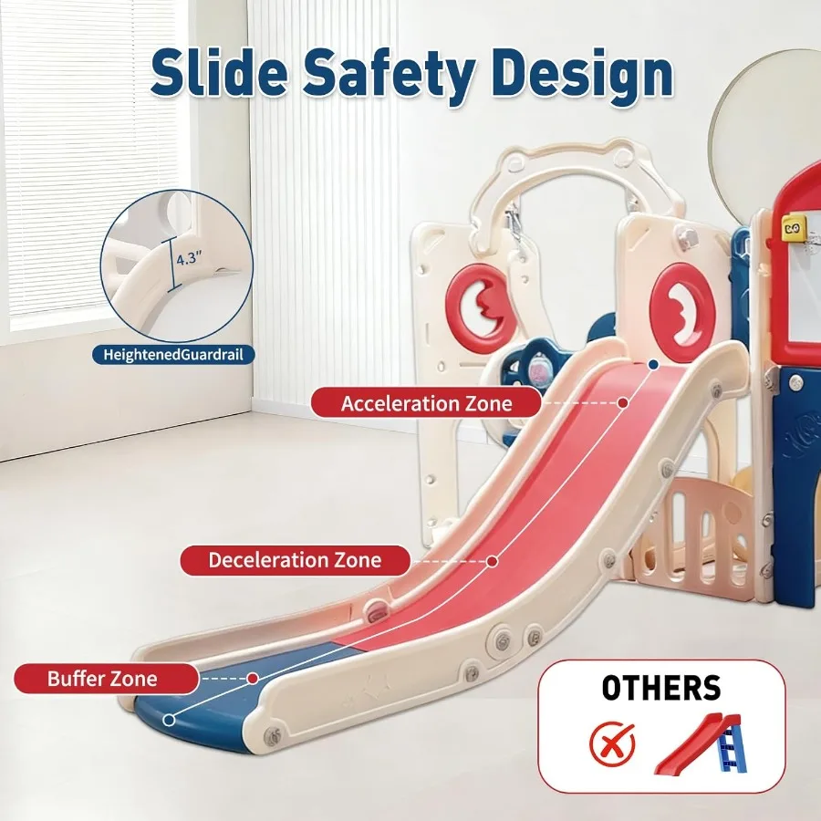 مجموعة لعب للأطفال الصغار في الهواء الطلق مع أرجوحة لمدة 1-3 سنوات مجموعة أرجوحة ملعب داخلية ومنزلق مع نفق متسلق وطوق كرة السلة