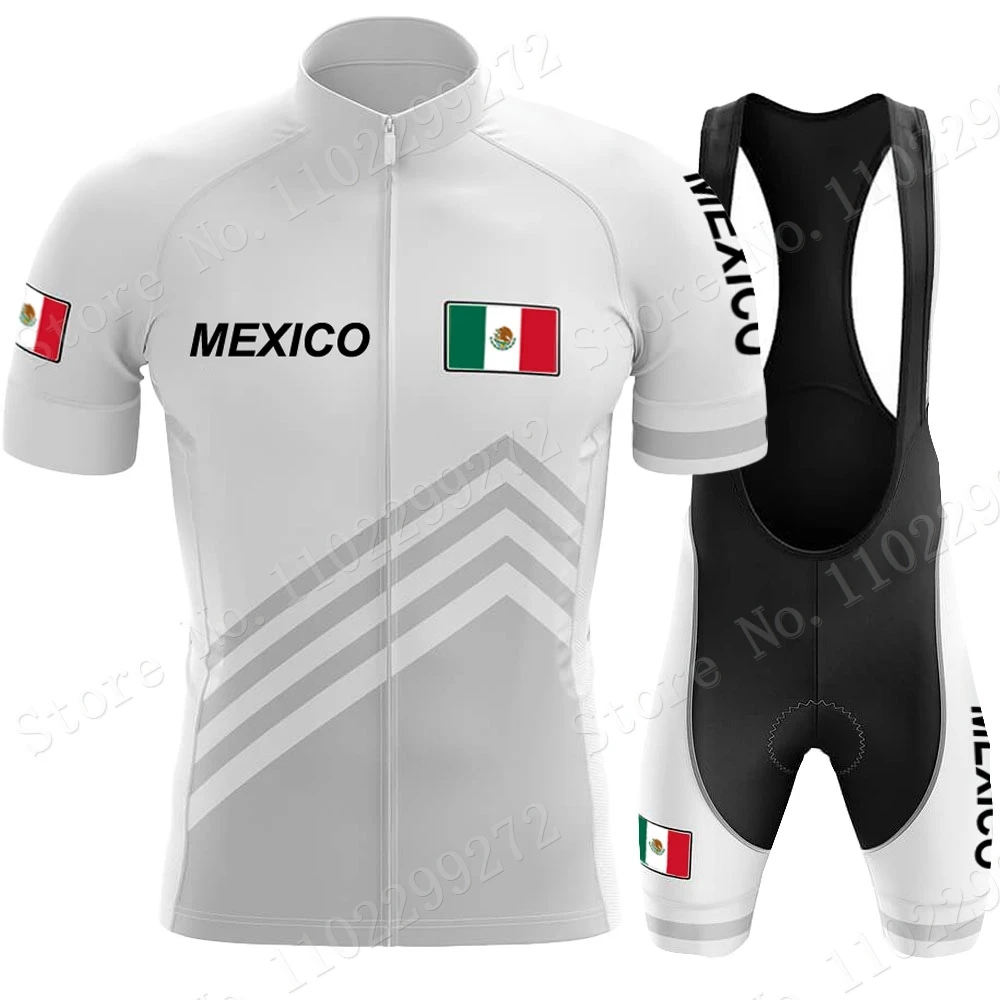 2024 Mexico National Team Cycling Jersey Set Mexican Flag Clothing Road Bike Shirts Suit Bicycle Bib Shorts MTB Ropa Maillot