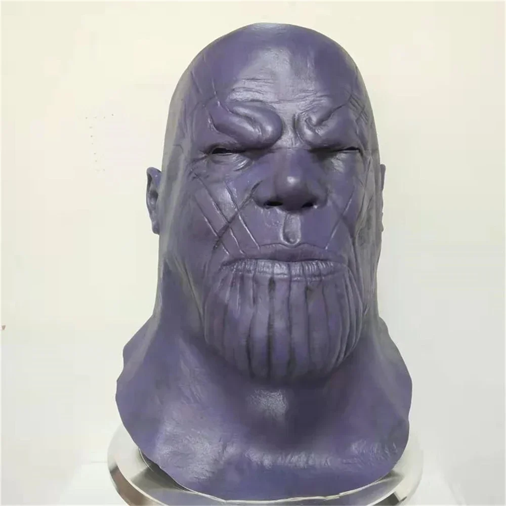 Kostum Cosplay Halloween 2025 Superhero The Avengers Thanos untuk Dewasa, Helm Latex, Aksesoris Karnaval