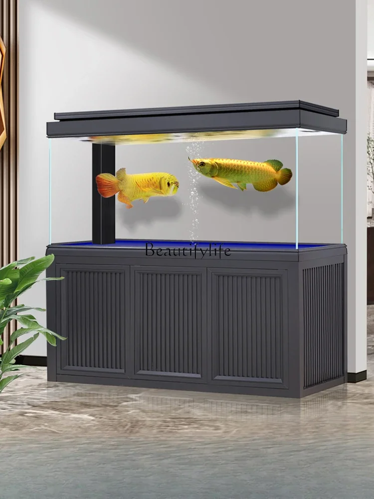 

New Aluminum Alloy Fish Tank Living Room Home Screen Bottom Filter Aquarium Large Super White Glass Fish Tank