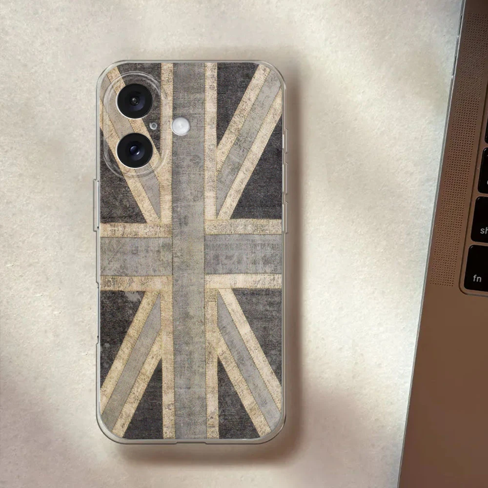 Креативный чехол для телефона с флагом Великобритании для iPhone 17 Air 14 15 12 13 11 Pro XS Max 14 15 7 8 Plus 16E 17E XR, мягкий силиконовый чехол.