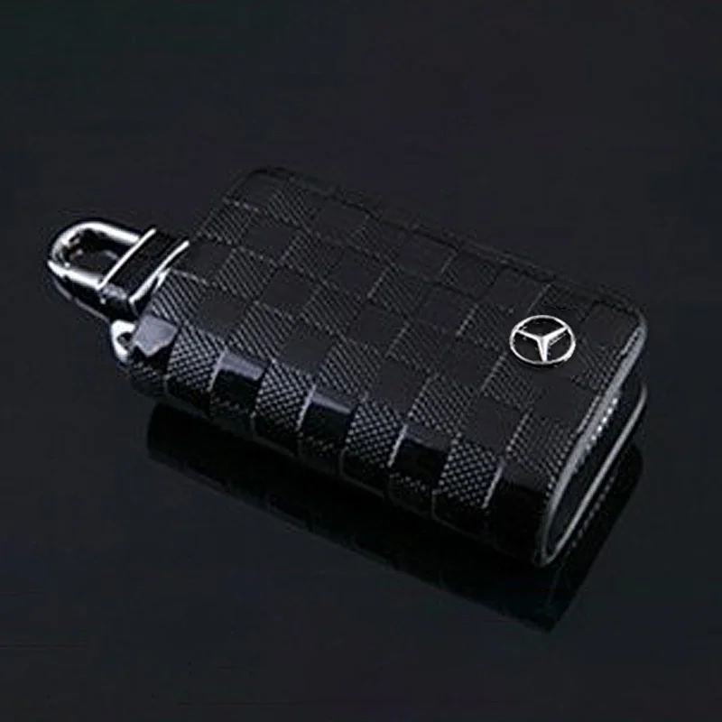 

For Mercedes Benz AMG A B C E GL S GLA GLK CLS Class W204 W205 W212 W463 W176 PU Leather Car Key Case Full Cover Shell Keychain