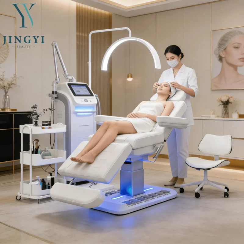 Professional 4 Motors Salon Beauty Bed Bed Reclinable Lash Chair Massage Table and Bed with Foot Control