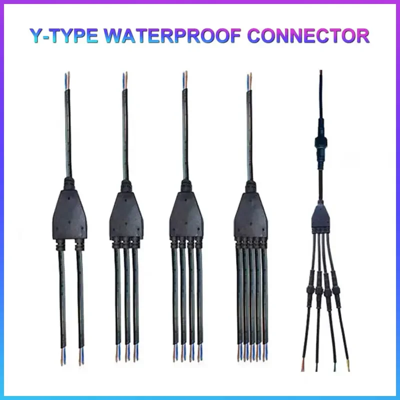 IP67 Y-type Waterproof Connector Cable 2Pin 3Pin 4 Pin Connectors Plug Outdoor Lamp Male and Female Electrical Wire Splitter