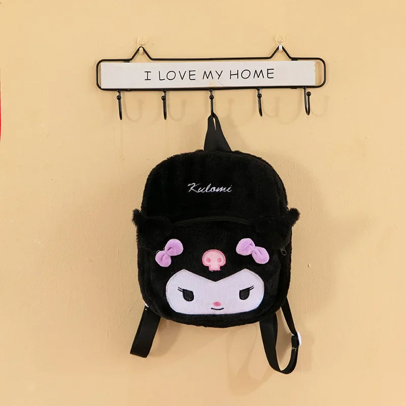 Sanrio Cartoon Plush School Bag Hello Kitty Kuromi Cinnamoroll Melody Outdoor Portable Travel Student Backpack Cosmetic Bag Gift