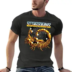 Scorpions Rock heavy metal banda logotipo camiseta grande, roupas masculinas, streetwear de marca, tops de tamanho grande, 100% algodão