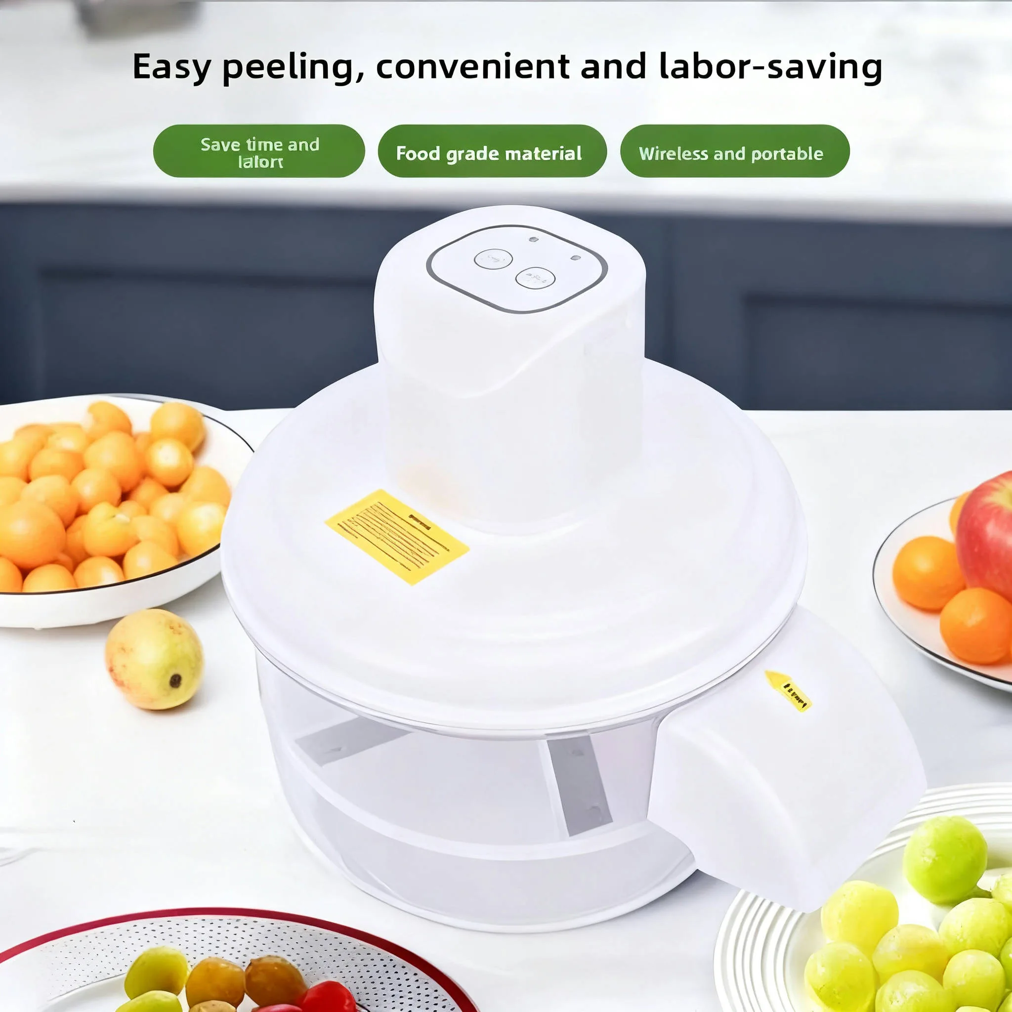 

Wireless Portable Electric Fruit & Vegetable Peeler with One-Touch Operation, 5 Stainless Steel Blades (Peeling, Slicing, Shredd