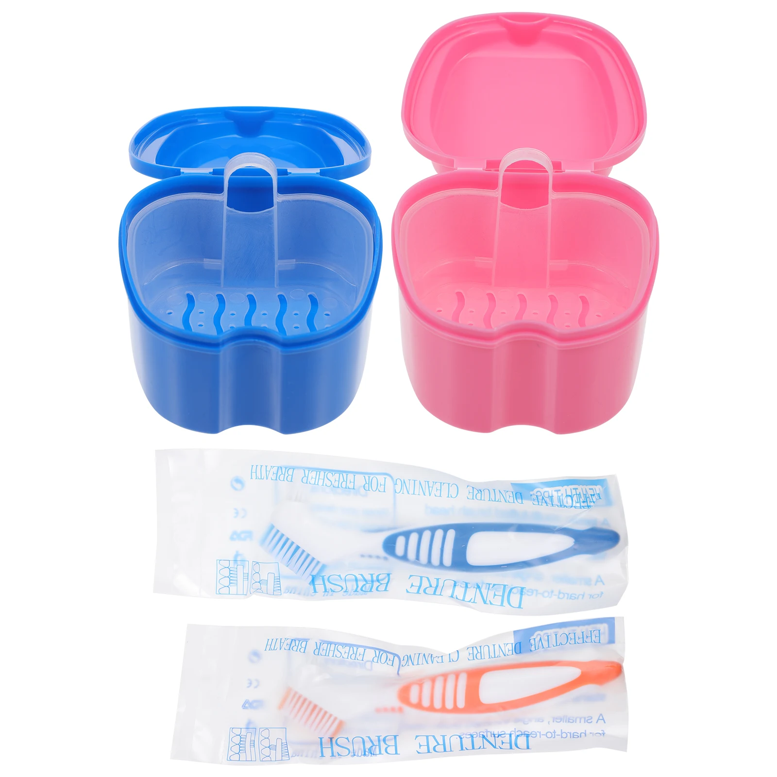 

Denture Box Set Cleaner Supple Bristle Brush for Cleaning Tools Travel Kit Holder False Tooth Container Oral Care Supplies Man